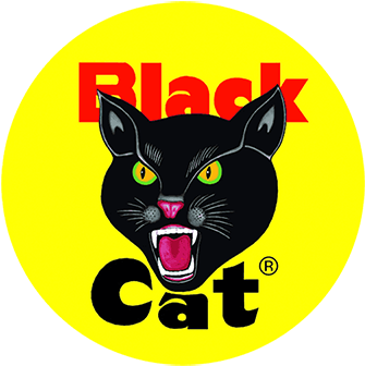 Riverside Fireworks- Where Everything Is Always Buy - Black Cat Fireworks Logo (400x434)