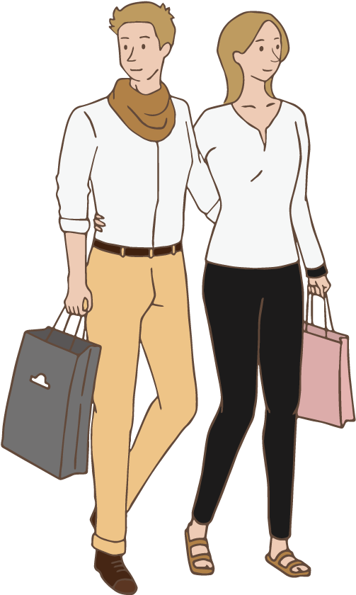 Men And Women Is Shopping - Clip Art (842x842)