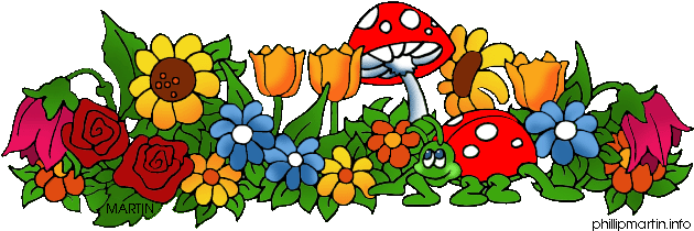 Traditional Kids In Flower Garden Clip Art Think Spring - March Flower Clip Art (648x227)