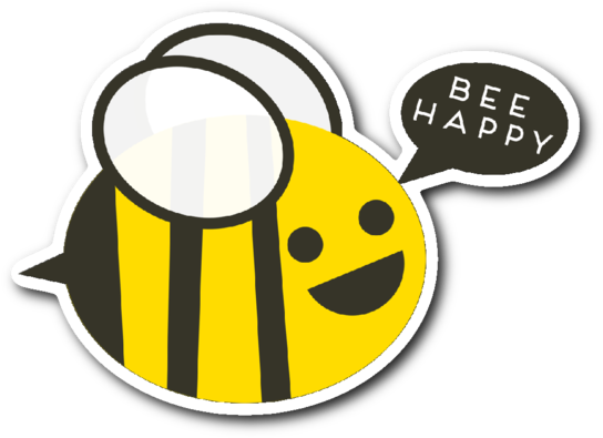 Bee Happy Sticker - Cartoon Bee Png (580x580)