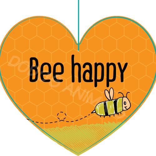 Bee Happy תליון לב - Illustration (500x500)