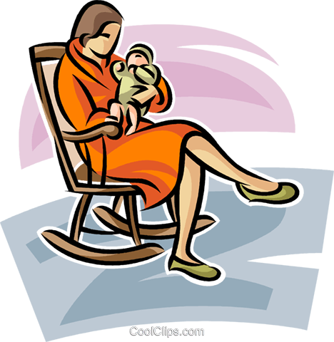 Mother And Baby Royalty Free Vector Clip Art Illustration - Mom Rocking A Baby (468x480)