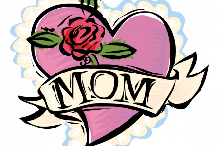 Pin Mother's Day Borders Clip Art - Mom Heart And Rose (450x300)