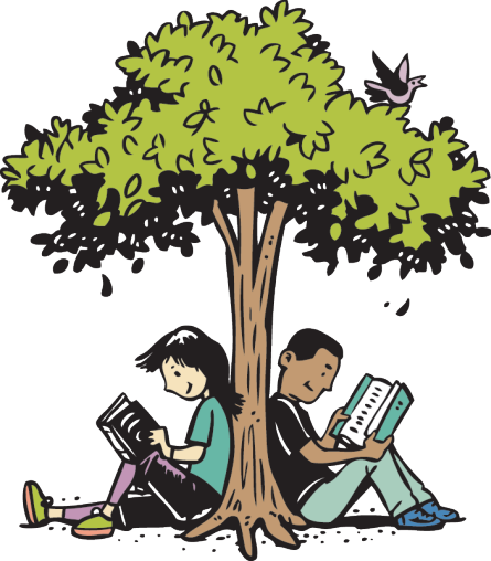 Build A Better World Image - Reading Under Tree Clip Art (445x508)