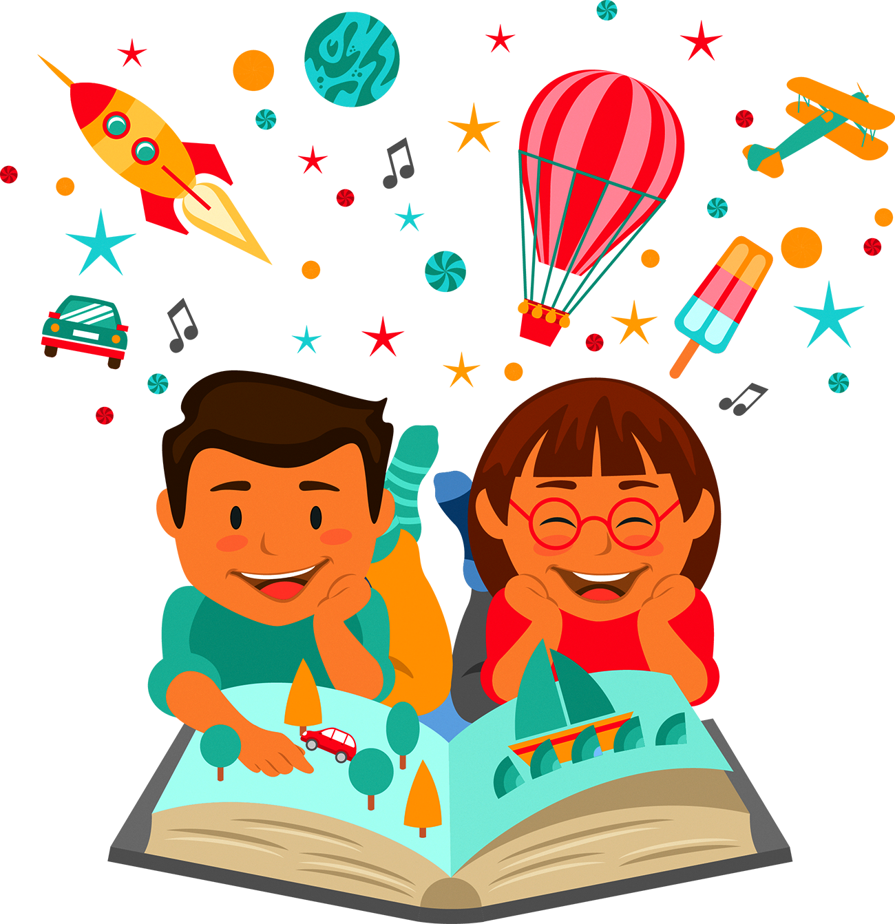 Child Reading Learning Education Illustration - Reading Takes You Everywhere (1300x1342)