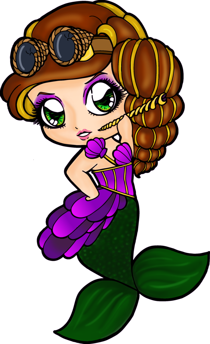 Steampunk Mermaid By Crochetamommy - Drawing (698x1143)