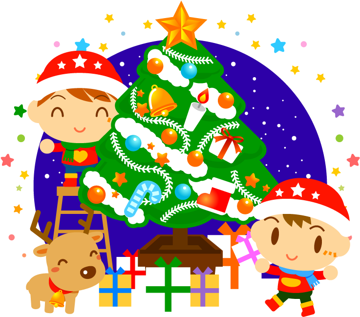 赤ちゃんとクリスマスツリーのイラスト02 - クリスマス ツリー かわいい イラスト (796x703)
