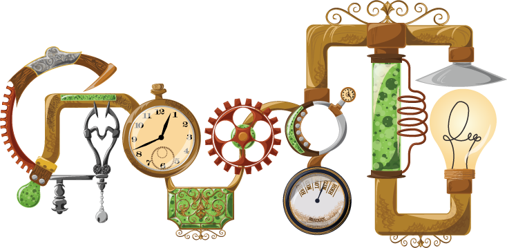 Google Steampunk'd By - Google Doodles About Technology (734x359)