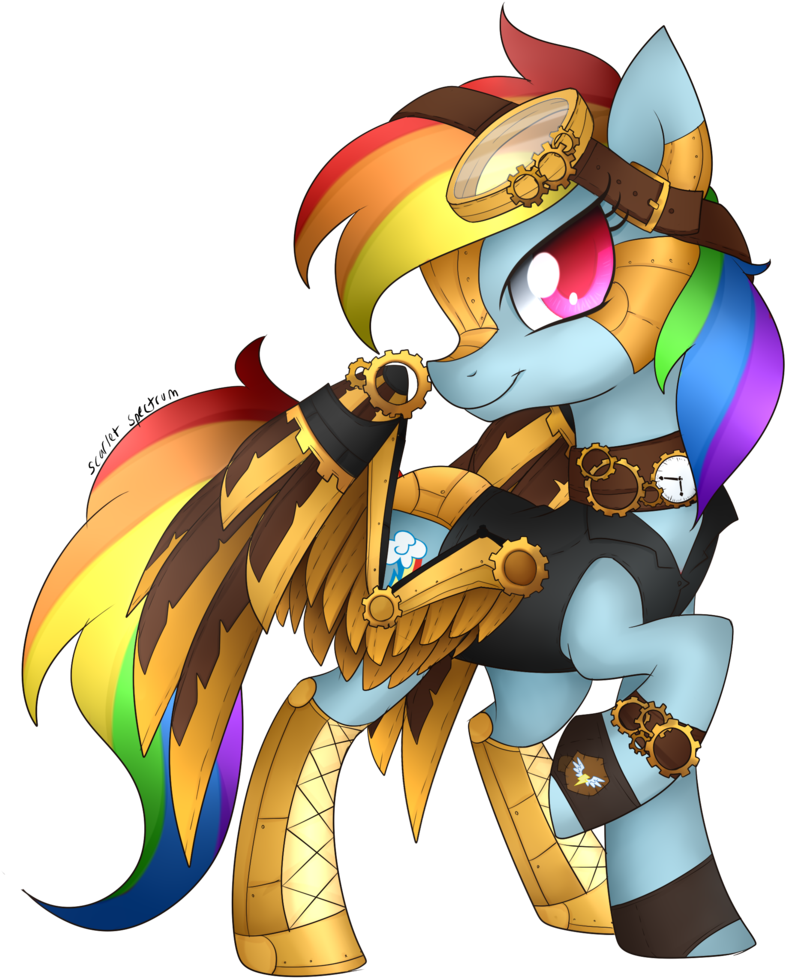 Steampunk Rainbow Dash By Scarlet-spectrum - Rainbow Dash Mechanical Wings (1024x1092)