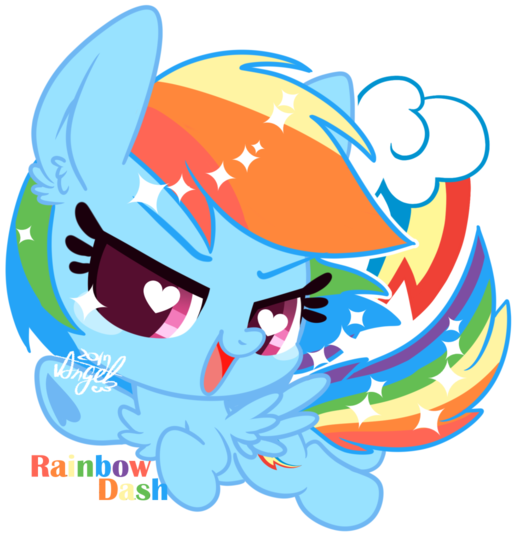 Snow Angel, Chibi, Cute, Dashabetes, Female, Flying, - Rainbow Dash (600x600)