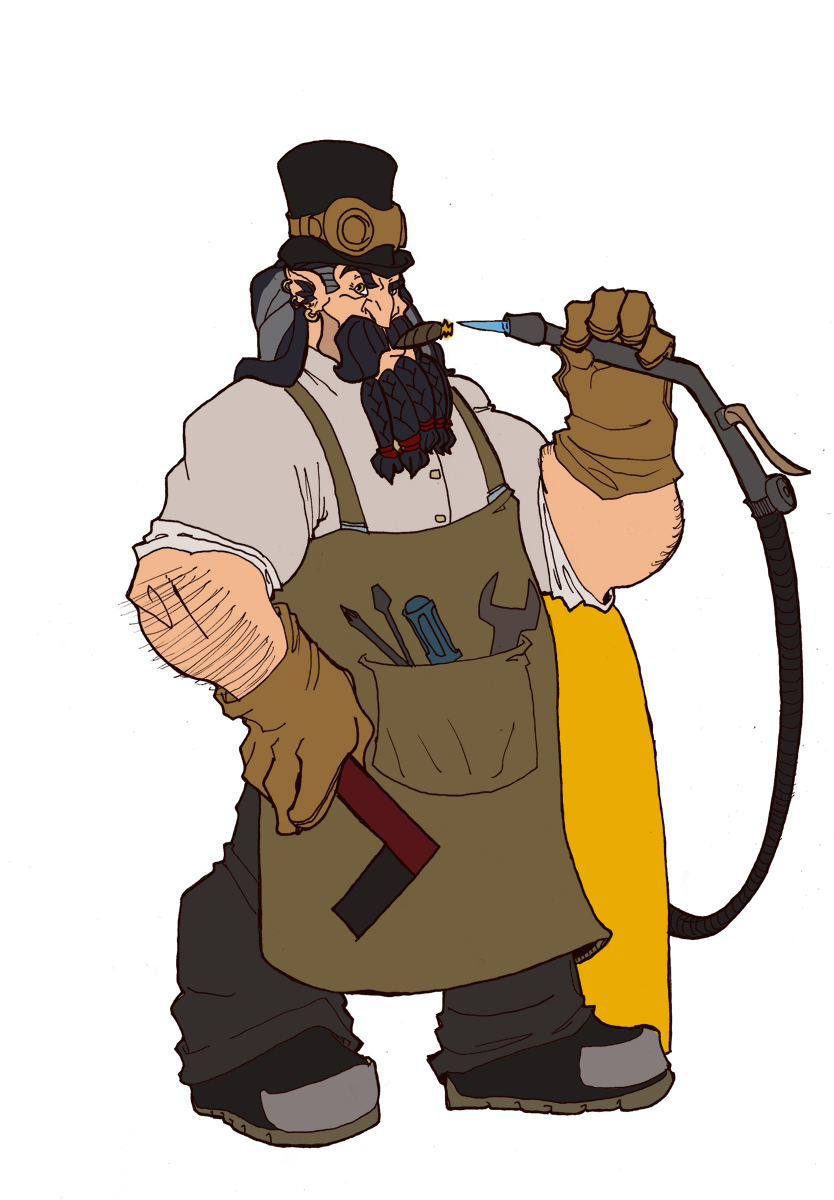 Steampunk Dwarf - Illustration (834x1200)