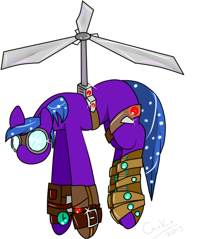 Steampunk Helicopter Pony - Cartoon (786x1016)