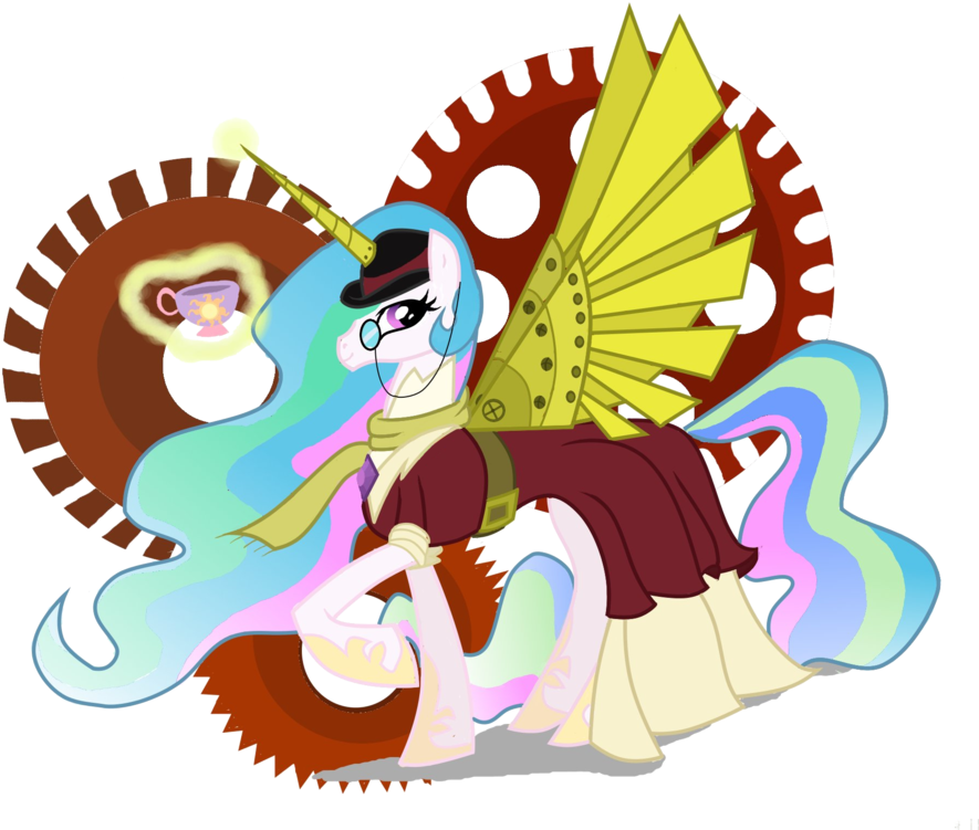 Steam Punk Celestia By Strixmoonwing - Steam Punk My Little Pony (900x777)