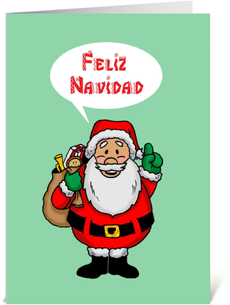 Santa Saying Feliz Navidad - Christmas Card With A Cartoon Santa Saying Feliz Navidad (435x429)