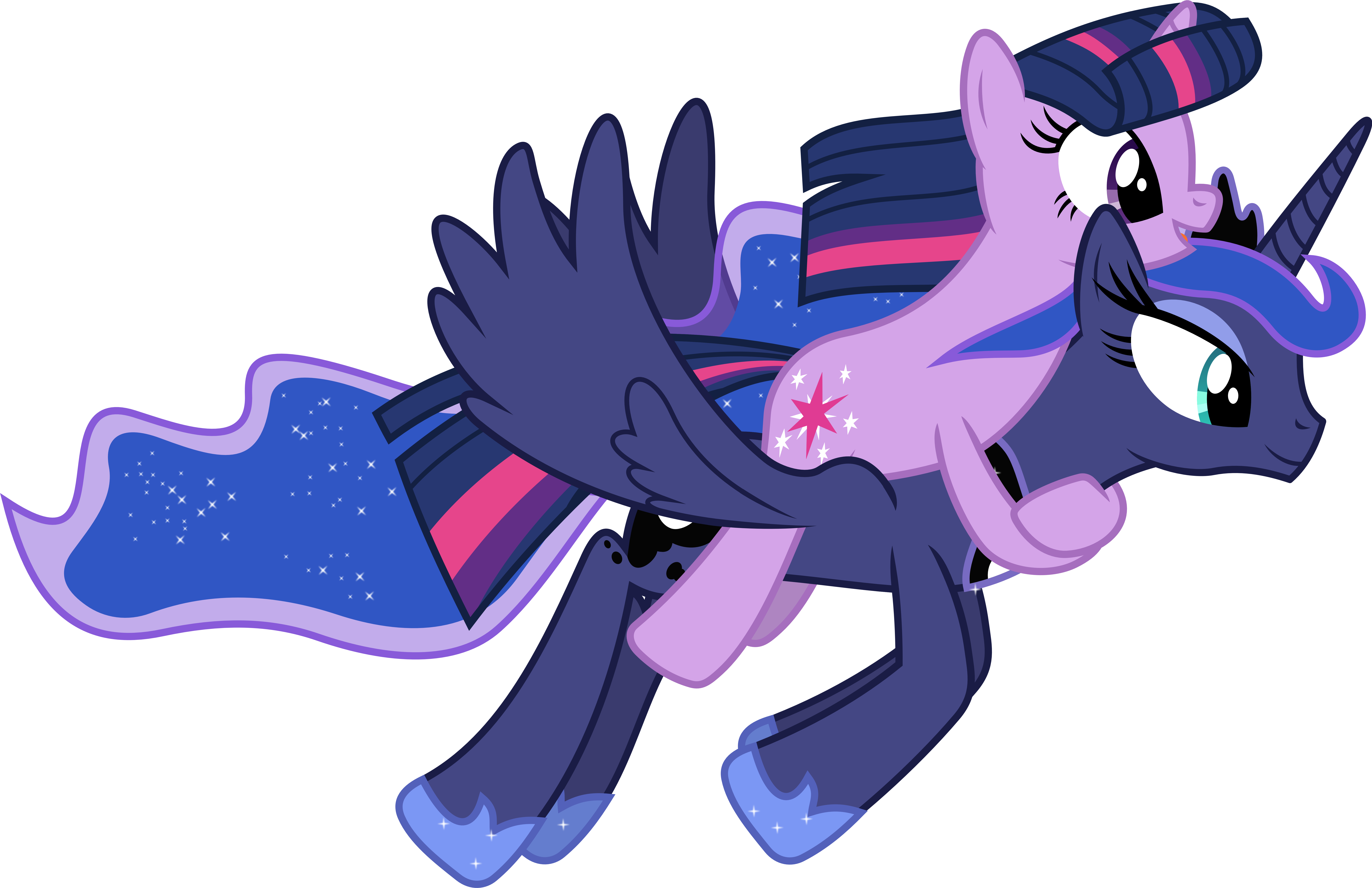 My Little Pony Twilight Sparkle Princess Flying - Luna And Twilight Mlp (8330x5400)