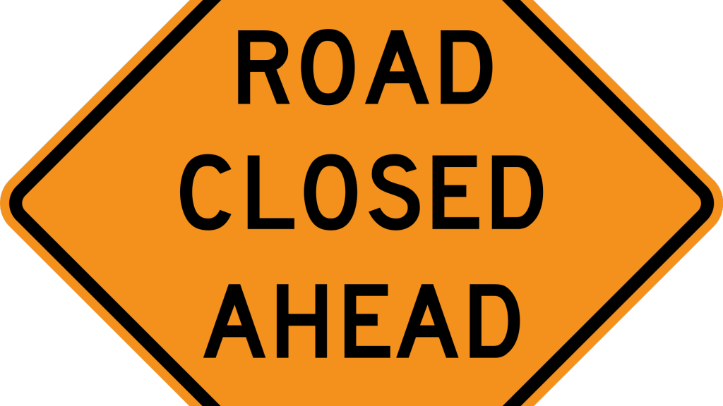 Road Closure Advisory - Road Work Ahead Sign (1024x576)