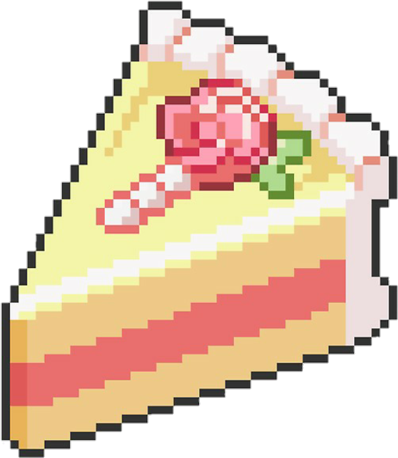 Food Pixel Cake Png Tumblr Pastel Pink Yellow Rose - Cake Pixel (720x827)