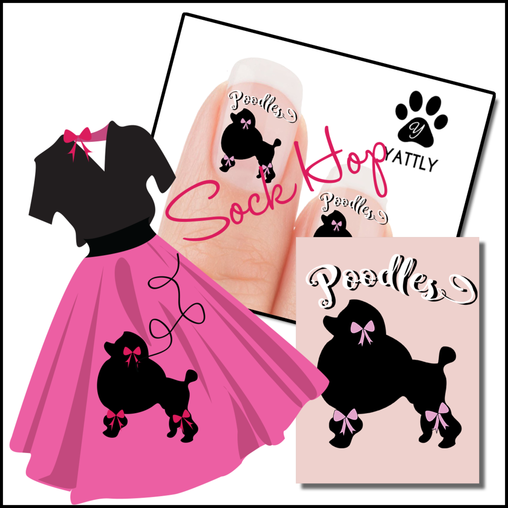Poodle Sock Hop Paw Print Nail Art Decals - Poodle Skirt Beach Towel (1200x1200)