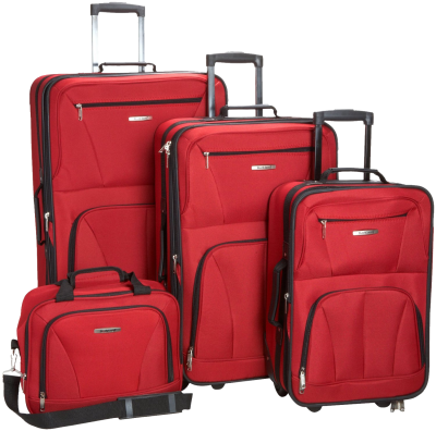 Suitcase Clipart Photo - Rockland 4-piece Black Expandable Luggage Set (red) (400x396)