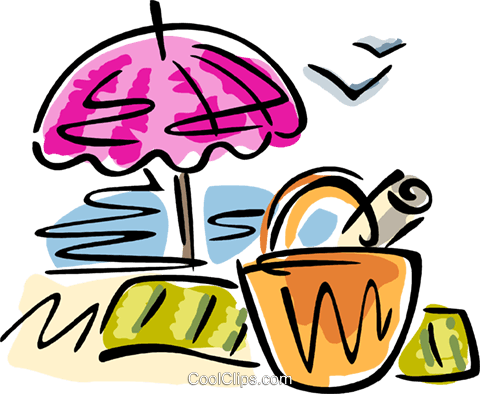 Beach Umbrella And Sunbathing Supplies Royalty Free - Transparent Beach Clip Art Png (854x700)