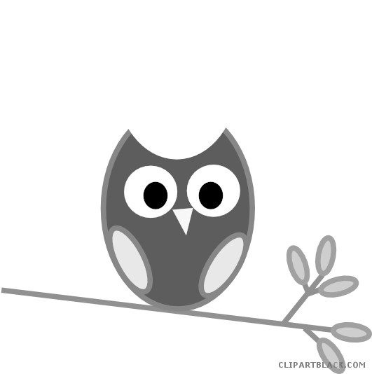 Owl On A Branch Animal Free Black White Clipart Images - Owl Clip Art (600x533)