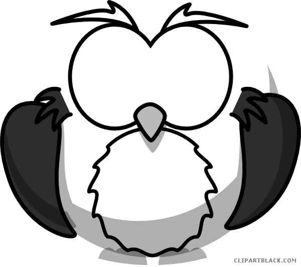 Owl Animal Free Black White Clipart Images Clipartblack - Cartoon Black And White Owl (600x532)