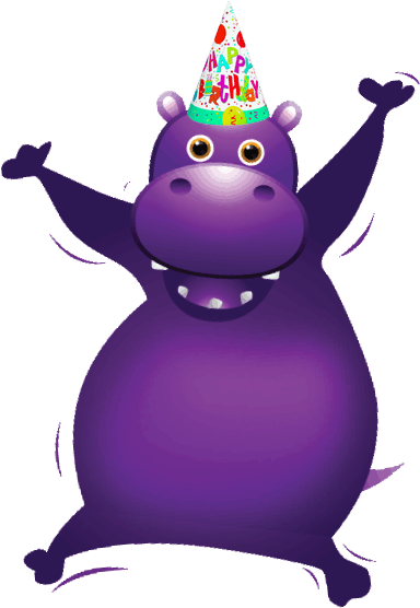 Hippopotamus Clipart Animated - Hippo Birthday Animated Gif (432x576)