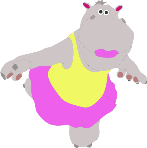 //intarsia Free Plan - Hippo In A Tutu (500x500)