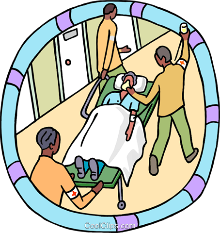 Emergency Patient On A Stretcher Royalty Free Vector - Patient On Stretcher (454x480)