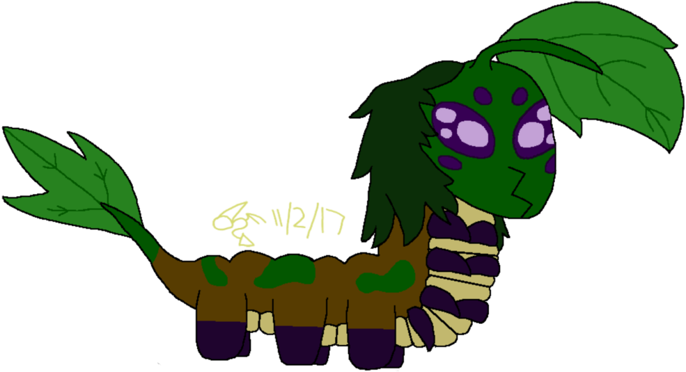 Caterpillar Leaf Adopt By Aya The Dragon Fox77 - Cartoon (1024x570)