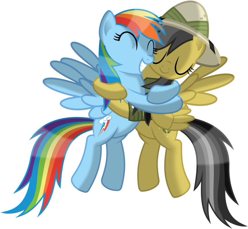 Rainbowdash Hugs Daringdo By Dolphinfox - Daring Do Rainbow Dash (894x894)
