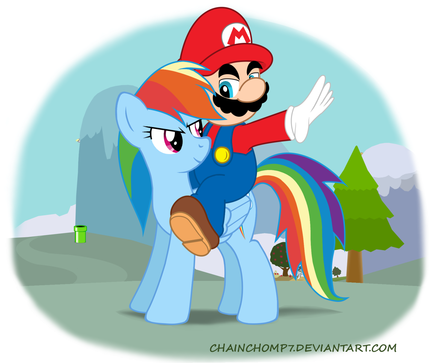Mario And Rainbow Dash - Mario And Rainbow Dash (1600x1342)