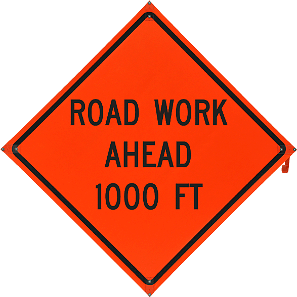 Road Work Ahead - Road Construction Sign (600x600)