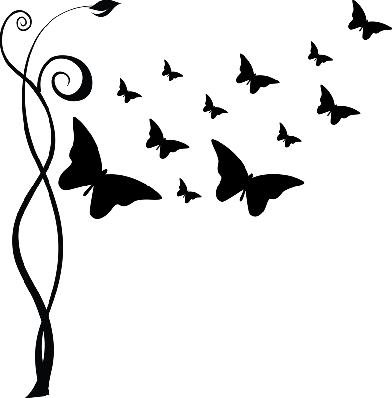 4ib44nxkt - Butterflies Black And White Png (800x811)