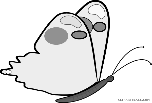 Flying Butterfly Animal Free Black White Clipart Images - Clip Art (600x410)
