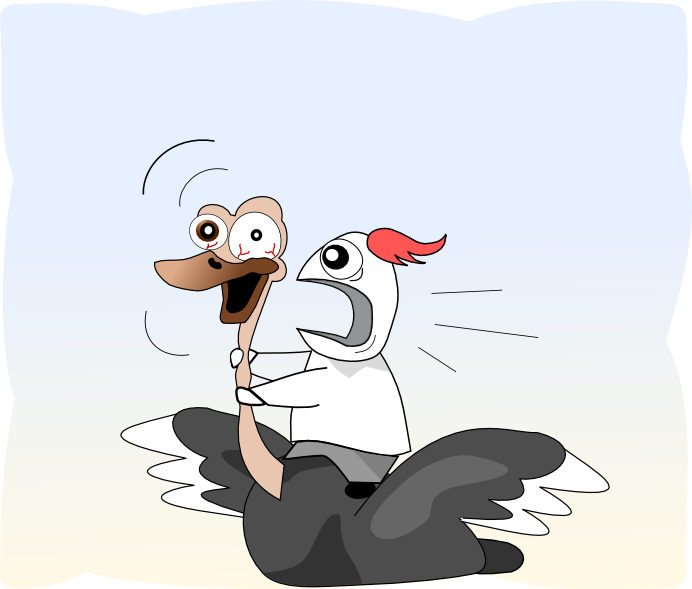 Ostrich Ride - Cartoon (692x589)