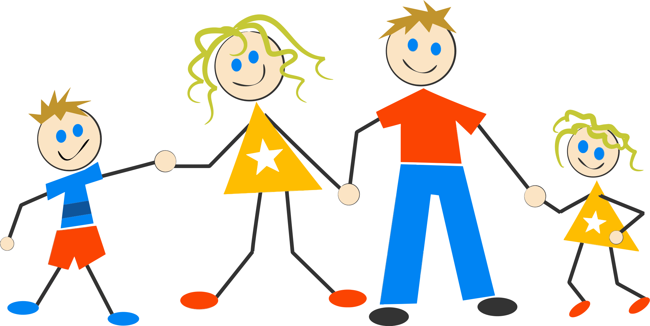 Family Of Four Clip Art Image Medium Size - Stick Figure Family Of 4 (2250x1127)