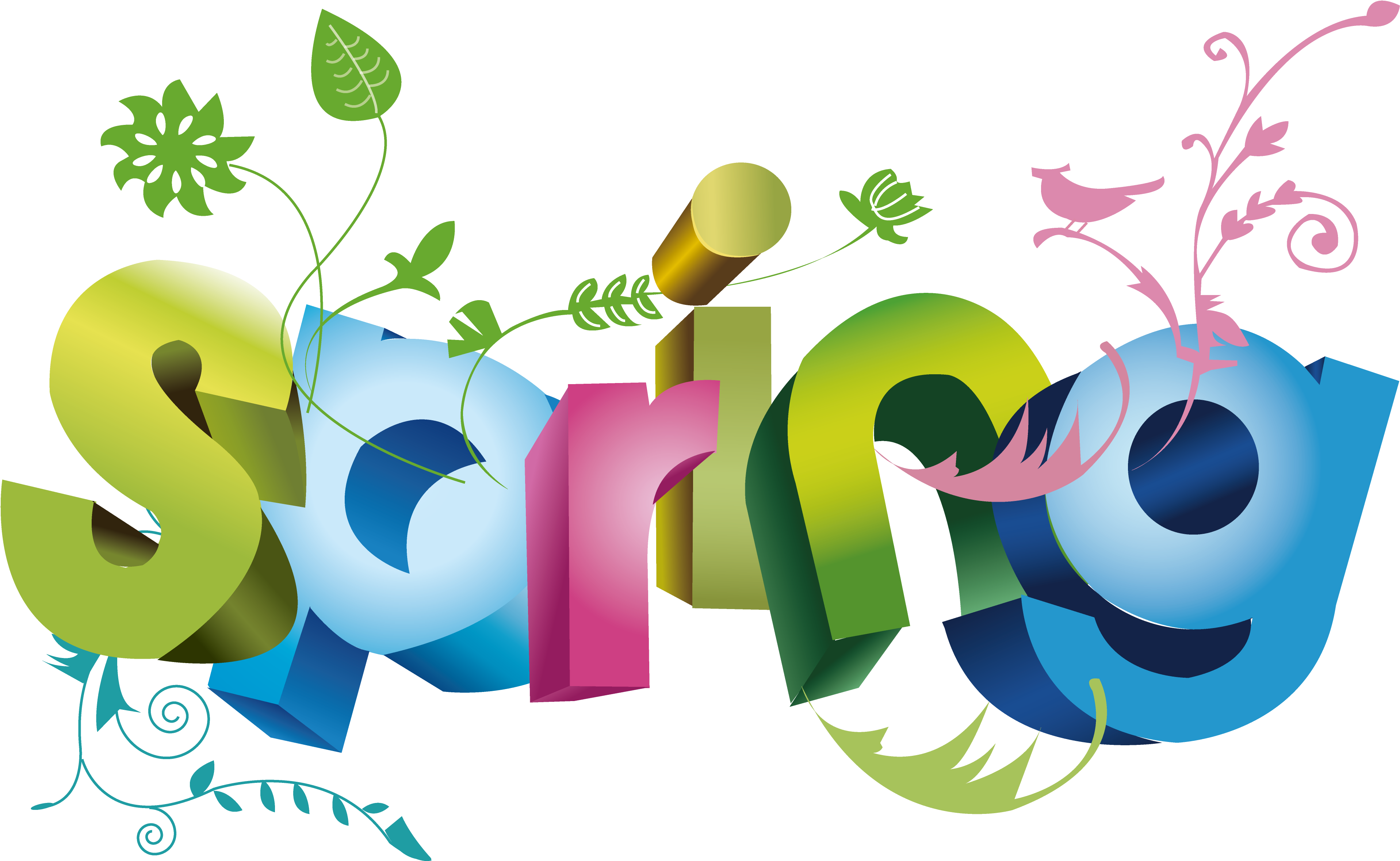 Happy Spring Clip Art - Vector Letters (3840x2364)