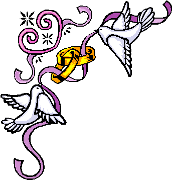 Wedding Bells And Hearts Clipart - Happy First Wedding Anniversary Gif (345x364)