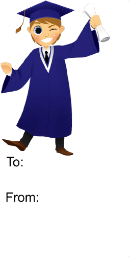 Graduation Boy Winking Gift Tag Gift Tag - Clip Art (286x501)