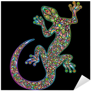 Geko Lizard Psychedelic Design-geco Lucertola Psichedelico - Psychedelic Lizards (400x400)