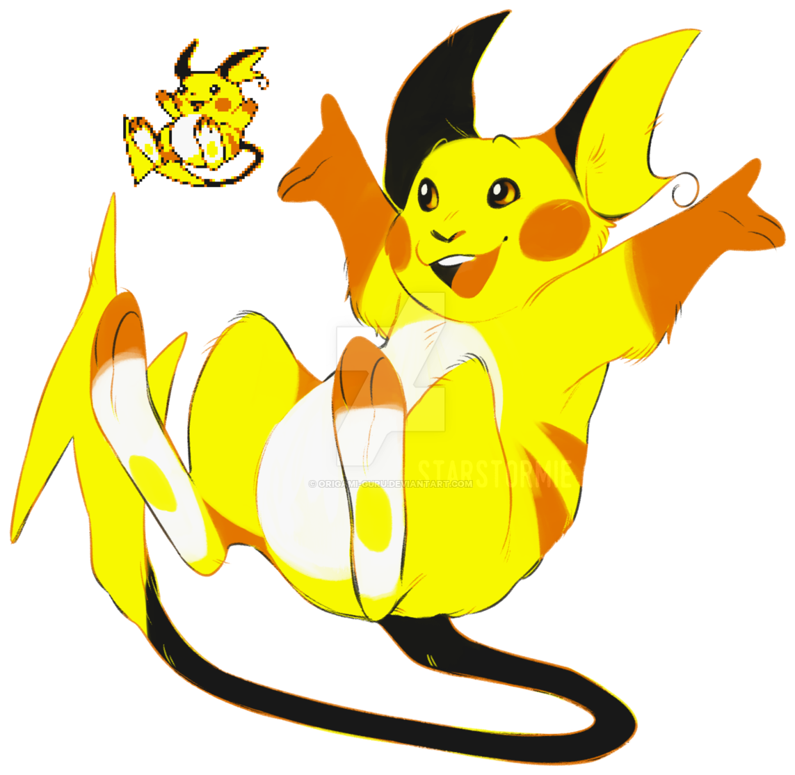Raichu By Origami-guru - Raichu Sprite (1280x1343)