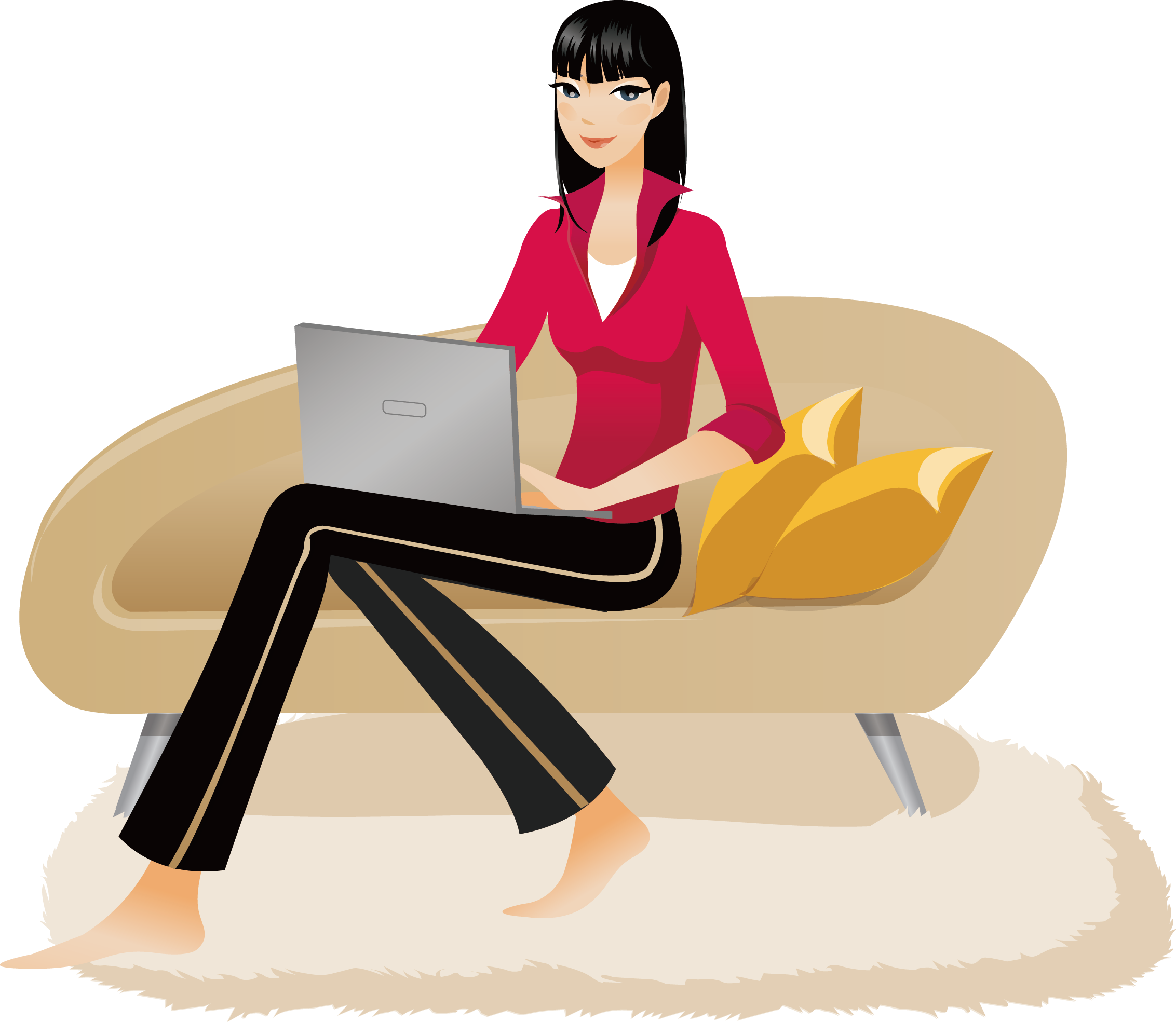 Laptop Woman Clip Art - 5 ส ภาษา พม่า (2265x1969)