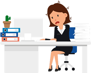 Corporate Woman Being Stressed At Work Gif Animation - Woman Working Animated Gif (407x400)