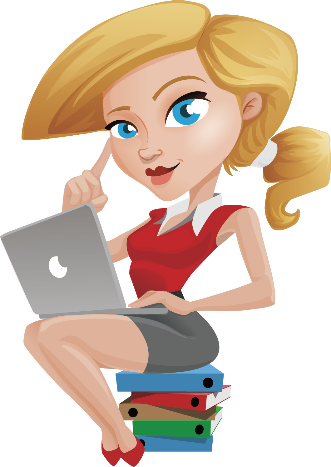 Laptop Woman Illustration - Vector Business Girl With Laptop (1060x1494)