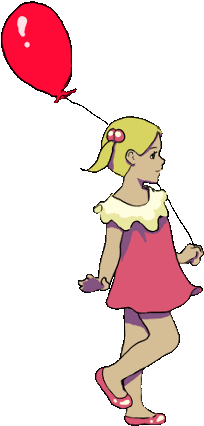 Animation Balloon - Girl Walking Gif Animation (350x438)