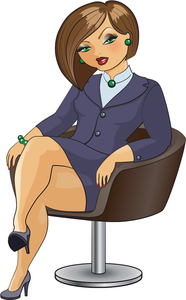 Cartoon Woman Illustration - Sitting (1079x1258)
