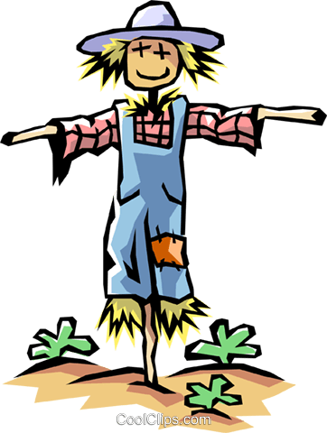 Scarecrow In Field Royalty Free Vector Clip Art Illustration - Scarcrow Cute (362x480)