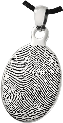Outlined Fingerprint Style Stainless Steel Oval Pendant - Fingerprint Memorial Jewelry: Stainless Steel Oval- (500x500)