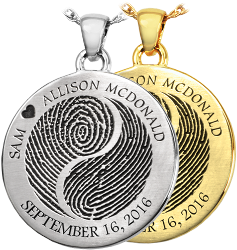 Wholesale 2 Fingerprints Yin Yang Jewelry With Text - Deceased Fingerprint Gold Necklace (500x500)